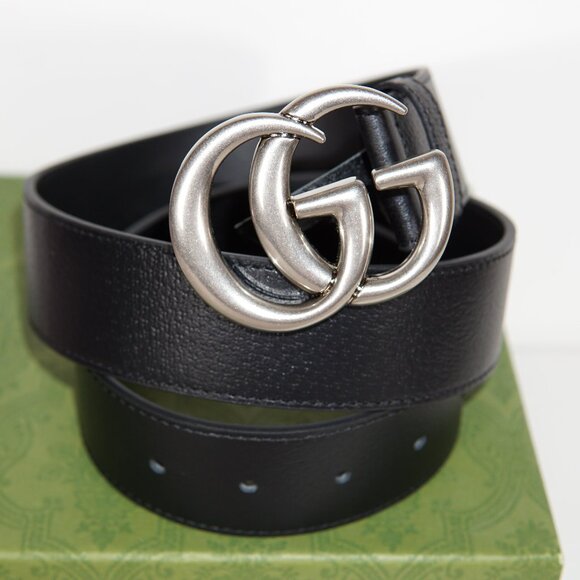 GUCCI Black Grain Leather Interlocking GG 39 mm MARMONT Belt 32/80 - Picture 1 of 4